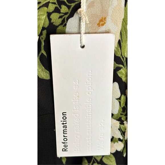 Reformation NANTES FLORAL-PRINT GEORGETTE MIDI DRESS IN BLACK NWT Size 2 - Picture 5 of 6